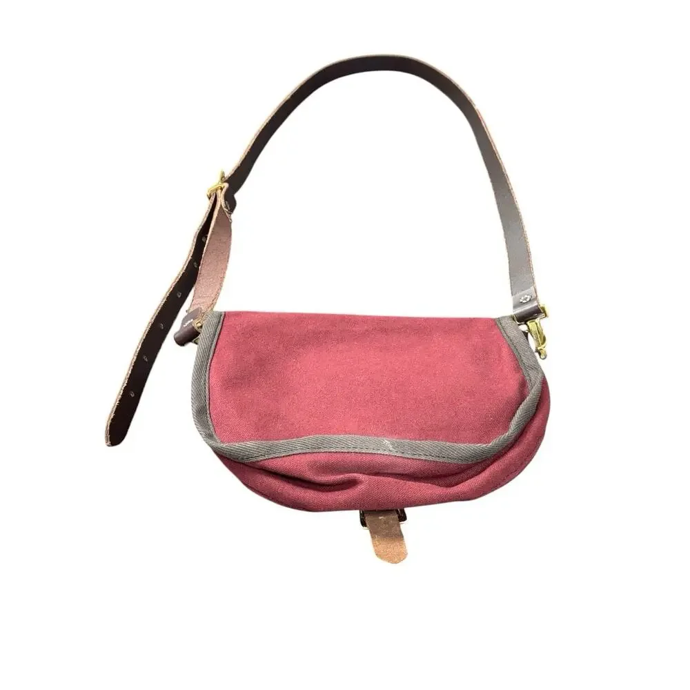 Duluth Pack Canvas Leather Strap Burgundy Shell Purse Shoulder Bag Small Clean